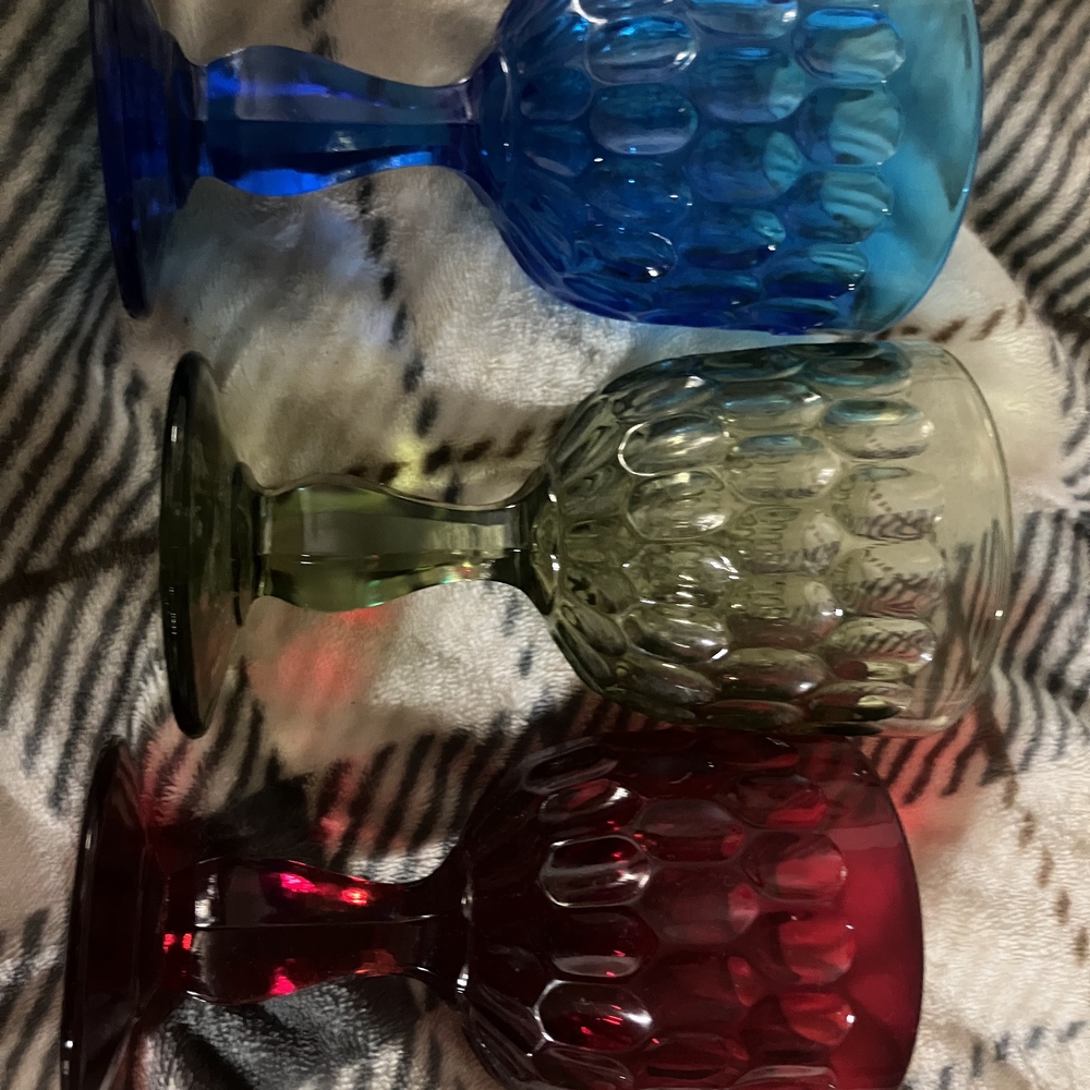 Fenton Blue and Green Glass Vases Textured Accents